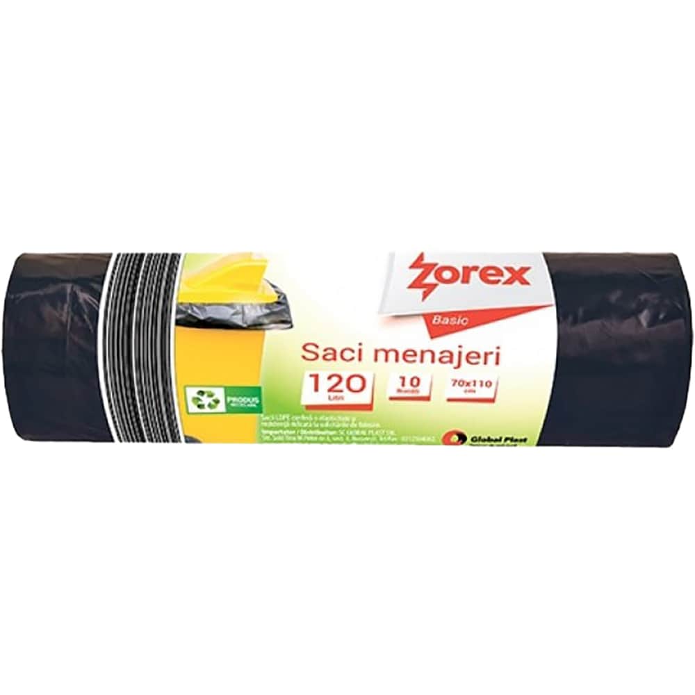 Saci menajeri ZOREX, 10 bucati, 120l, negru
