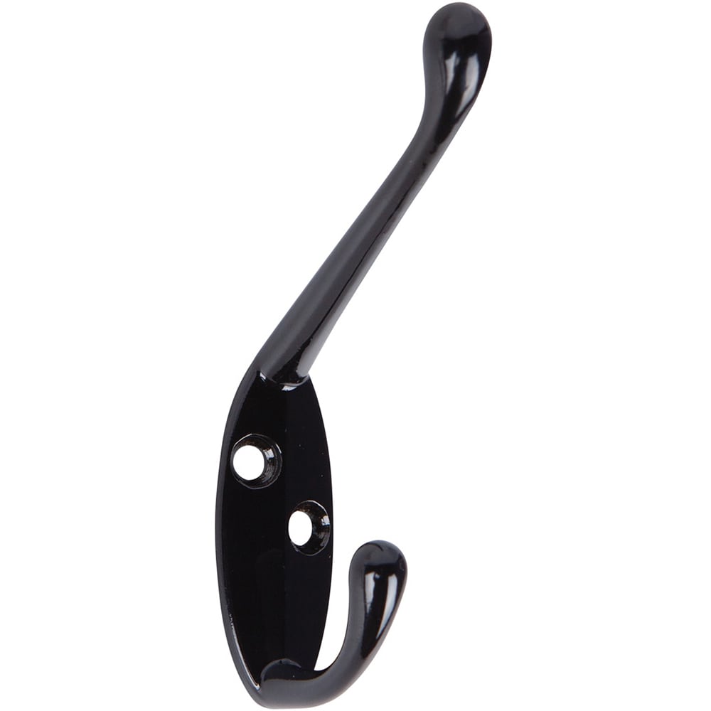 Cuier perete, 2 agatatori, metal, negru