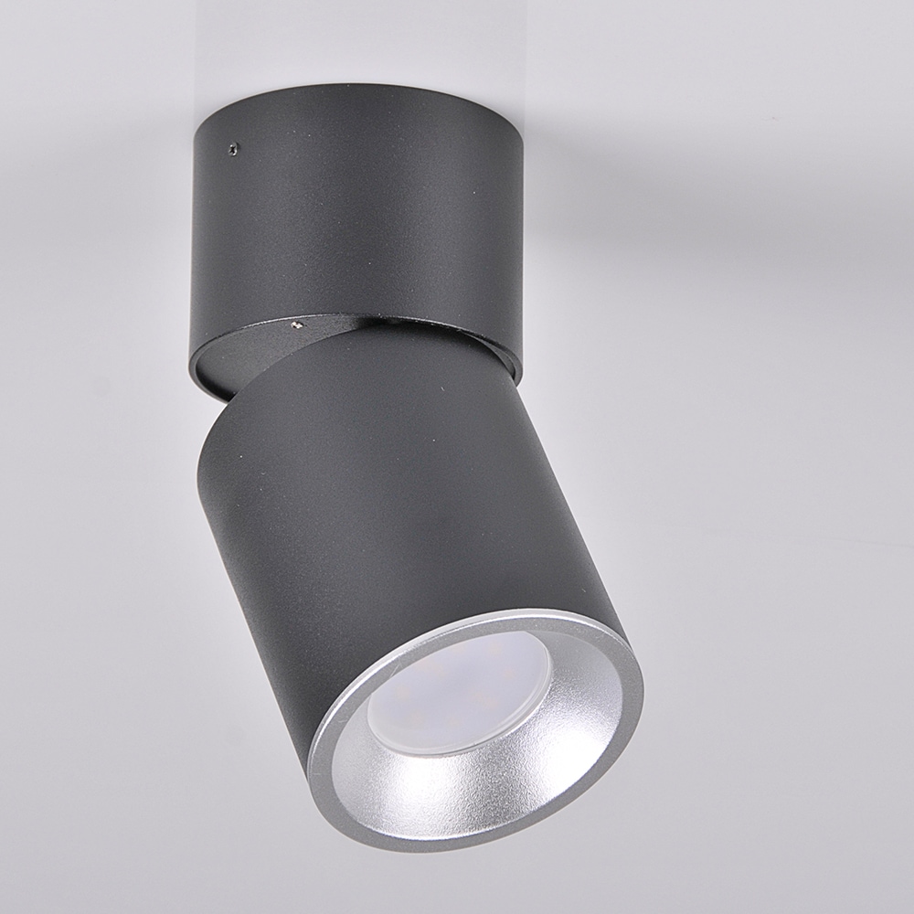 Spot LED POLUX Astra 314055, GU10, 5.5W, negru-argintiu