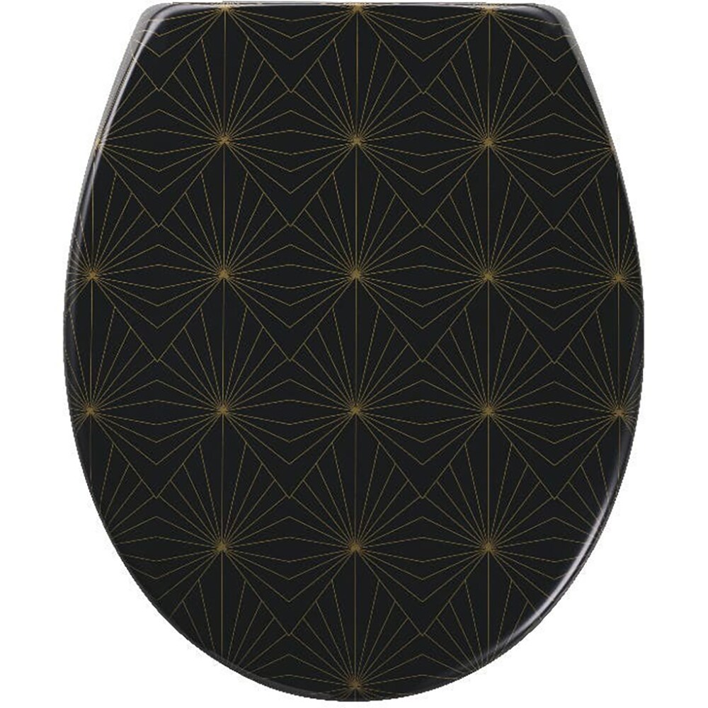 Capac WC GOODHOME Diani, inchidere lenta, plastic, negru/auriu