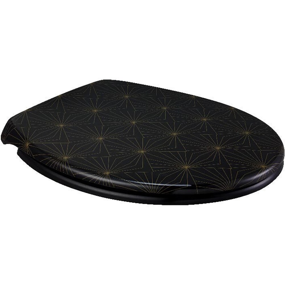 Capac WC GOODHOME Diani, inchidere lenta, plastic, negru/auriu