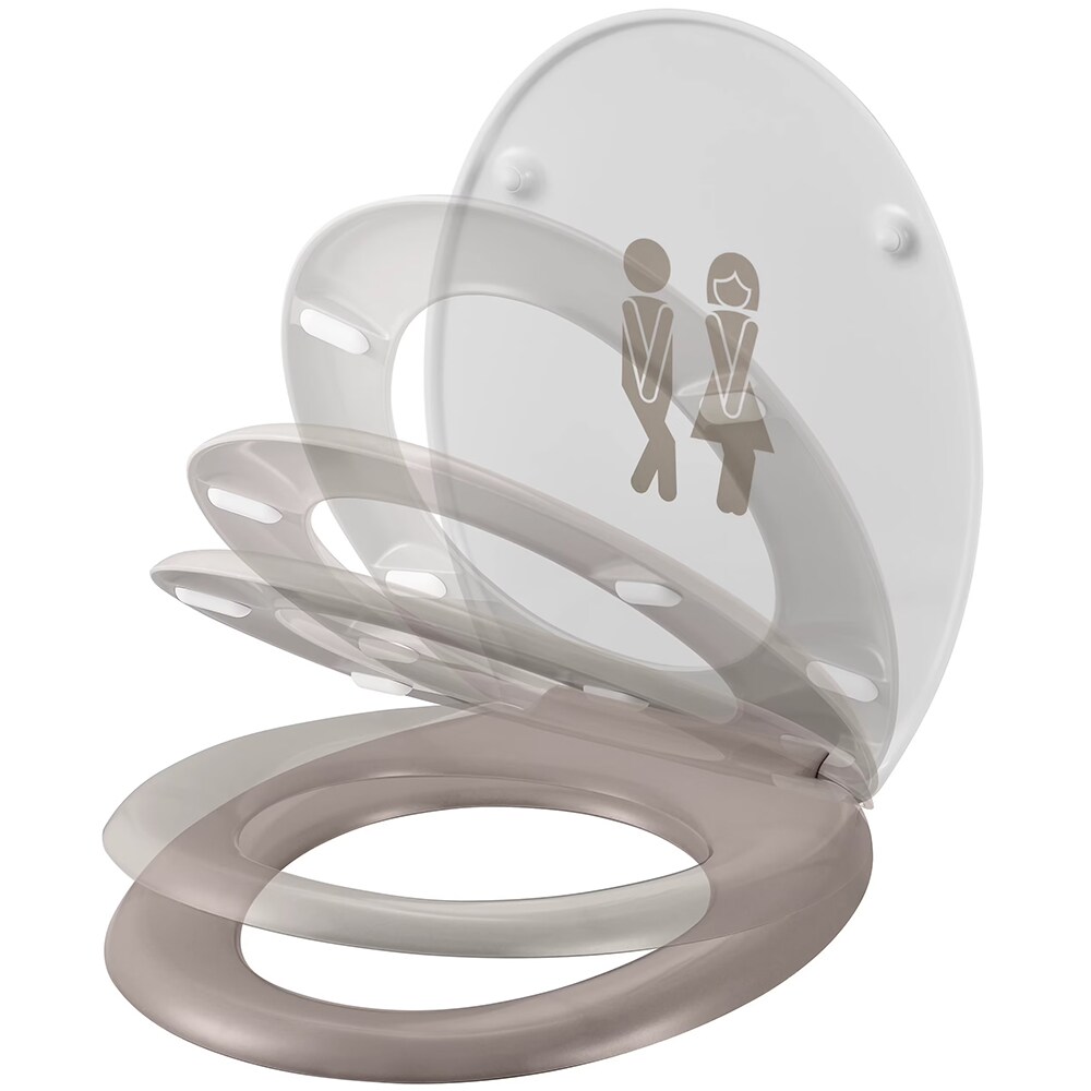 Capac WC GOODHOME Genoa, inchidere lenta, plastic, alb/gri