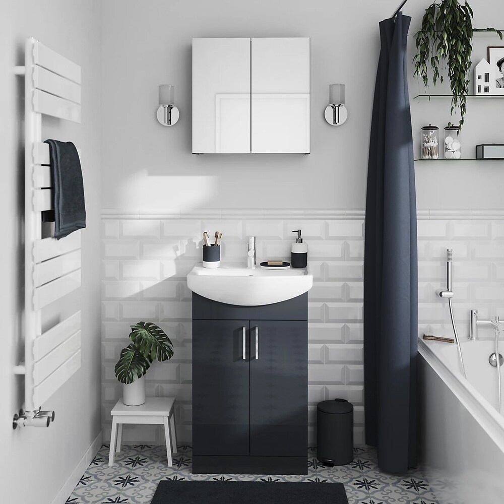 Savoniera GOODHOME Koros, ceramica, alb/bleumarin