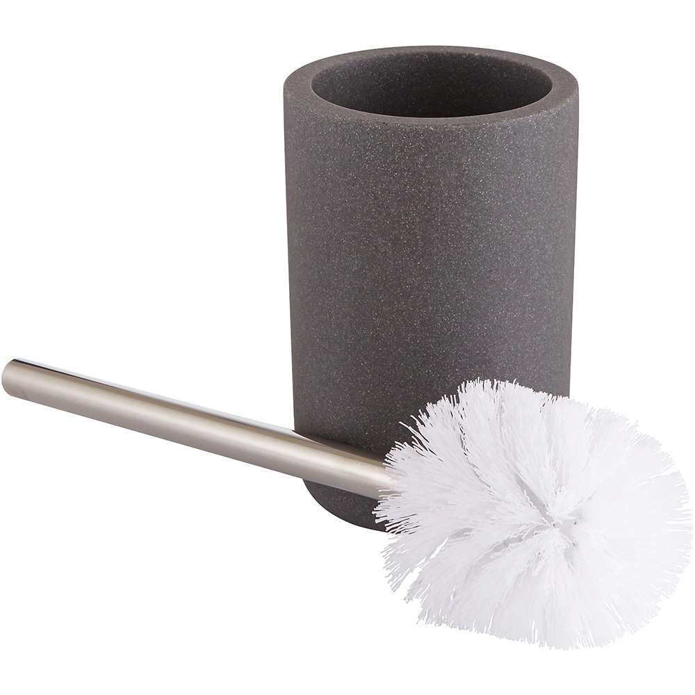 Perie WC cu suport Jubba GOODHOME, 10.8 x 42 cm, rasina si otel, gri