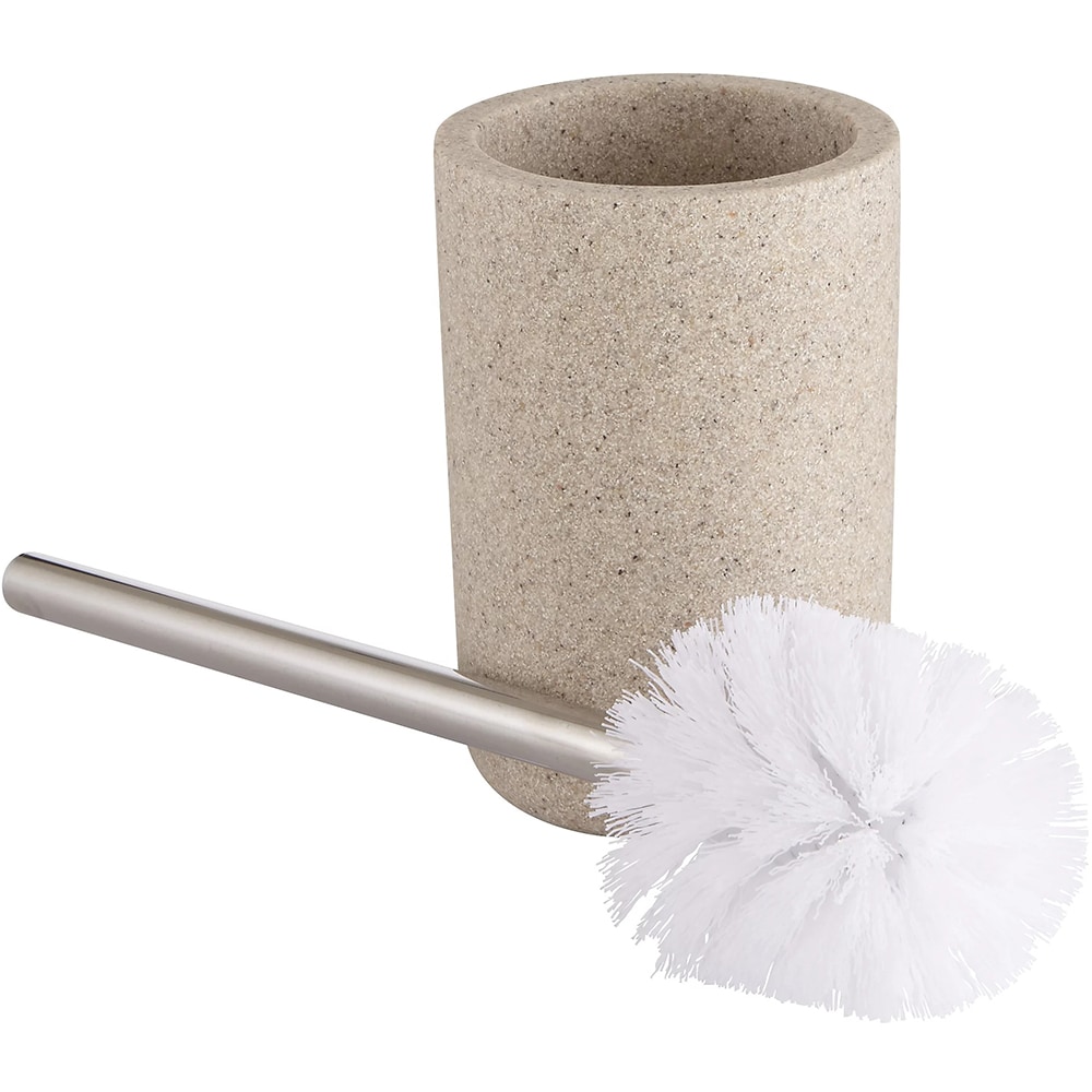 Perie WC cu suport Jubba GOODHOME, 10.8 x 42 cm, rasina si otel, bej