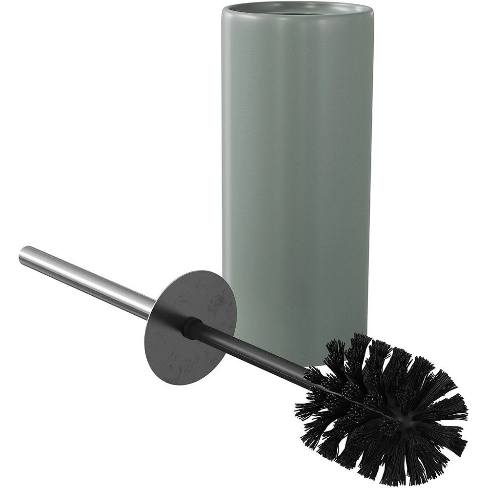 Perie WC cu suport Koros GOODHOME, 11 x 45 cm, ceramica si otel, gri