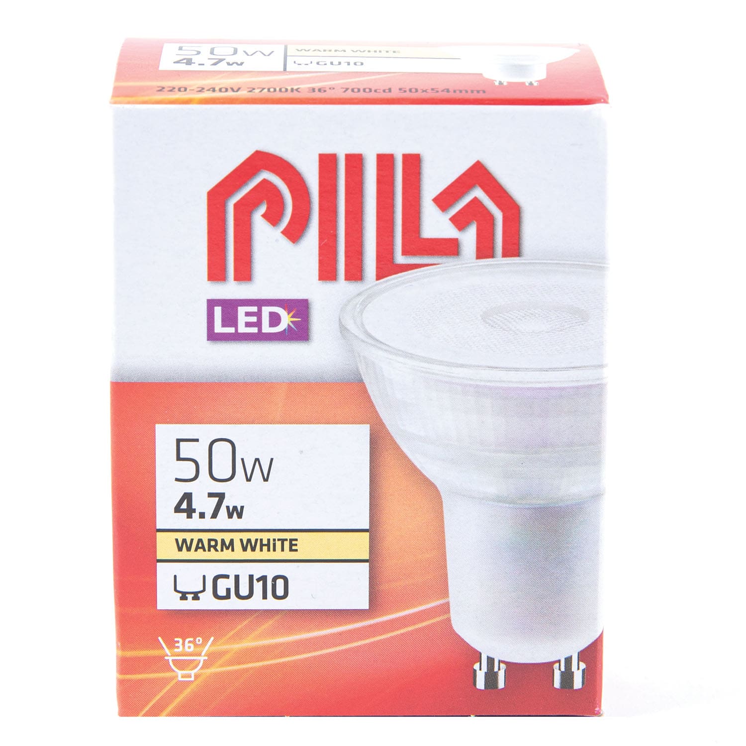 Bec LED, GU10, 50W, 2700K, model 36D   Pila
