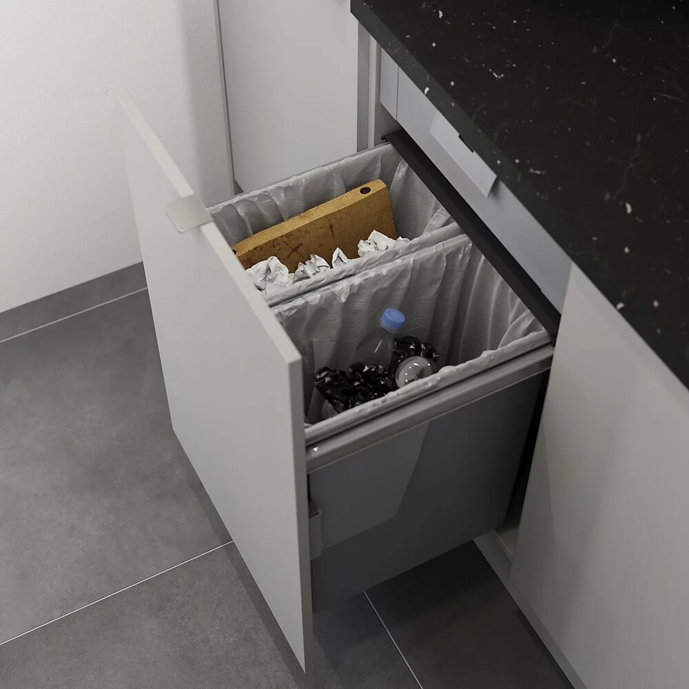 Cos de gunoi GOODHOME 101049002, incorporabil, 2 compartimente, 58l, plastic, gri