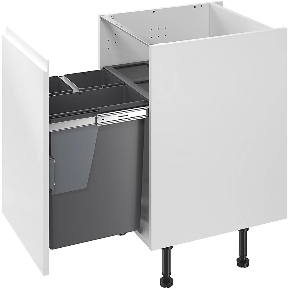 Cos de gunoi GOODHOME 101049003, incorporabil, 3 compartimente, 64l, plastic, gri