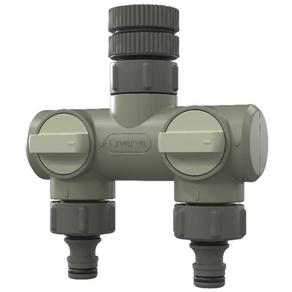 Conector furtun VERVE, 2 iesiri, kaki