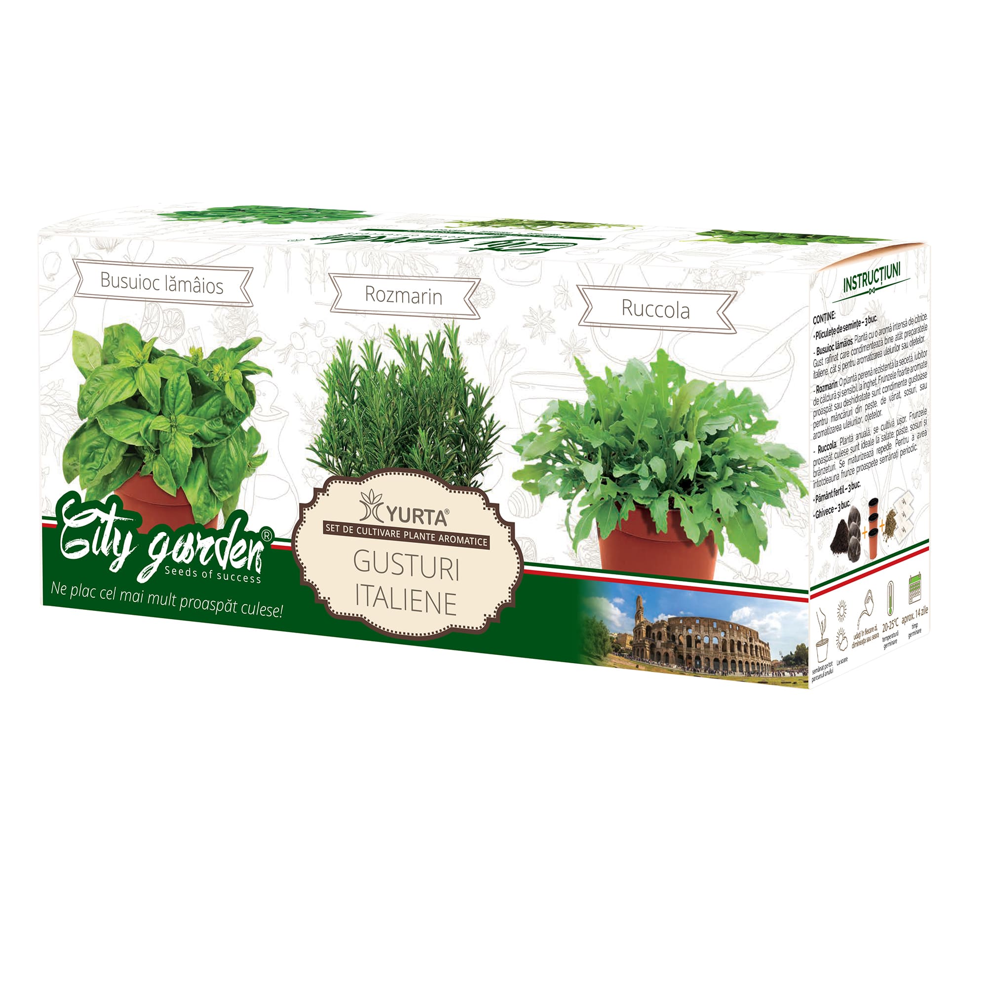 Set de cultivare plante aromatice YURTA, Colectia Mirodenii - Gusturi italiene