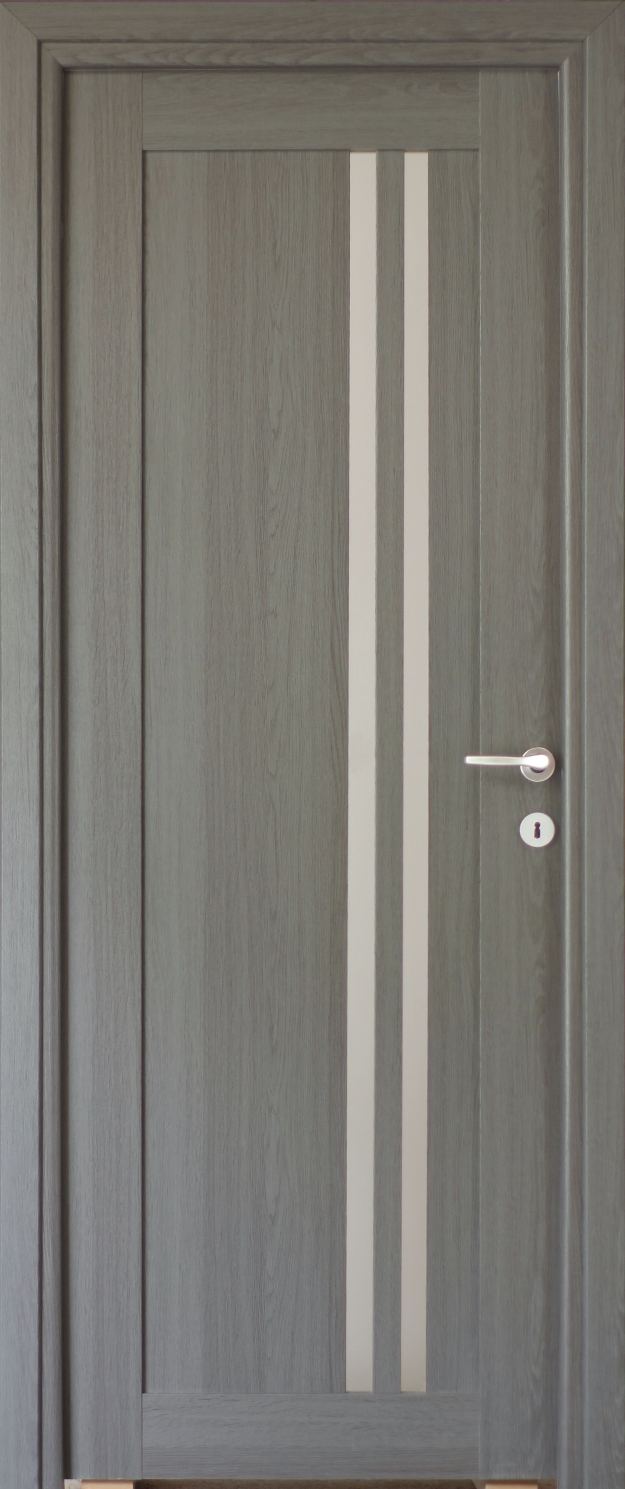 Usa interior Della, cu geam, reversibila, MDF, 68 x 203 cm, gri antracit