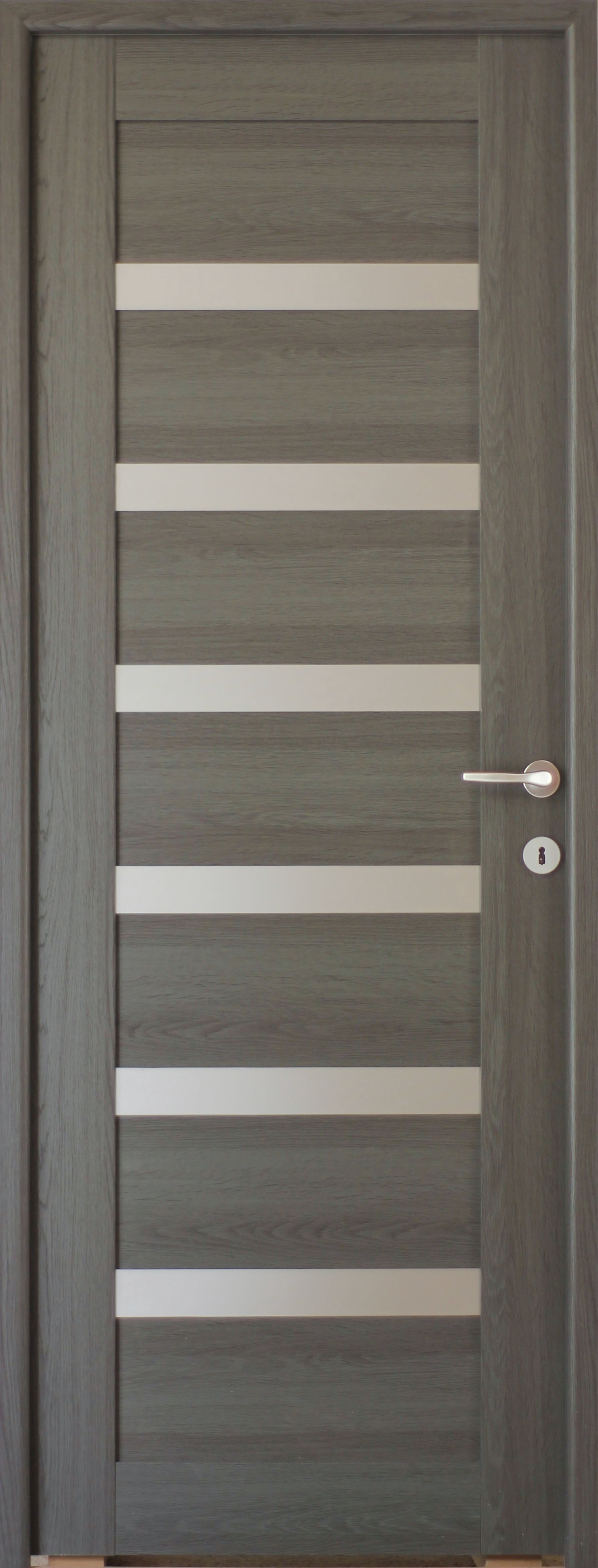 Usa interior Linneya, cu geam, reversibila, MDF, 68 x 203 cm, gri antracit