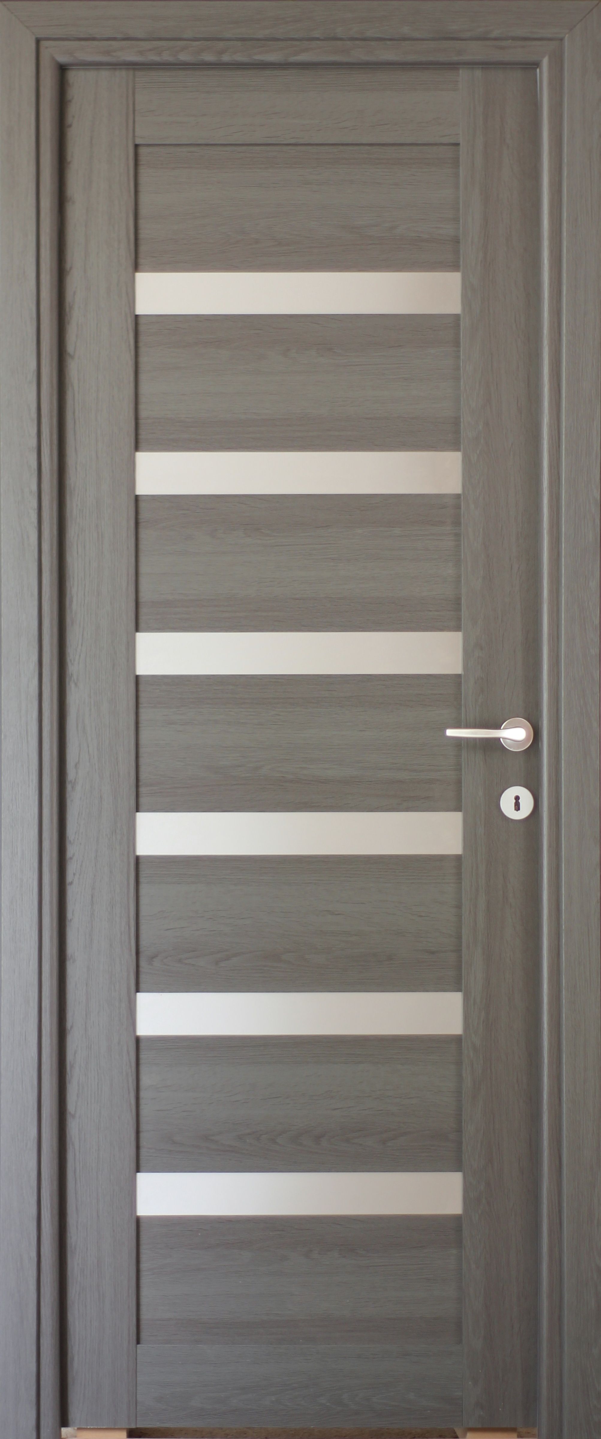 Usa interior Linneya, cu geam, reversibila, MDF, 68 x 203 cm, gri antracit