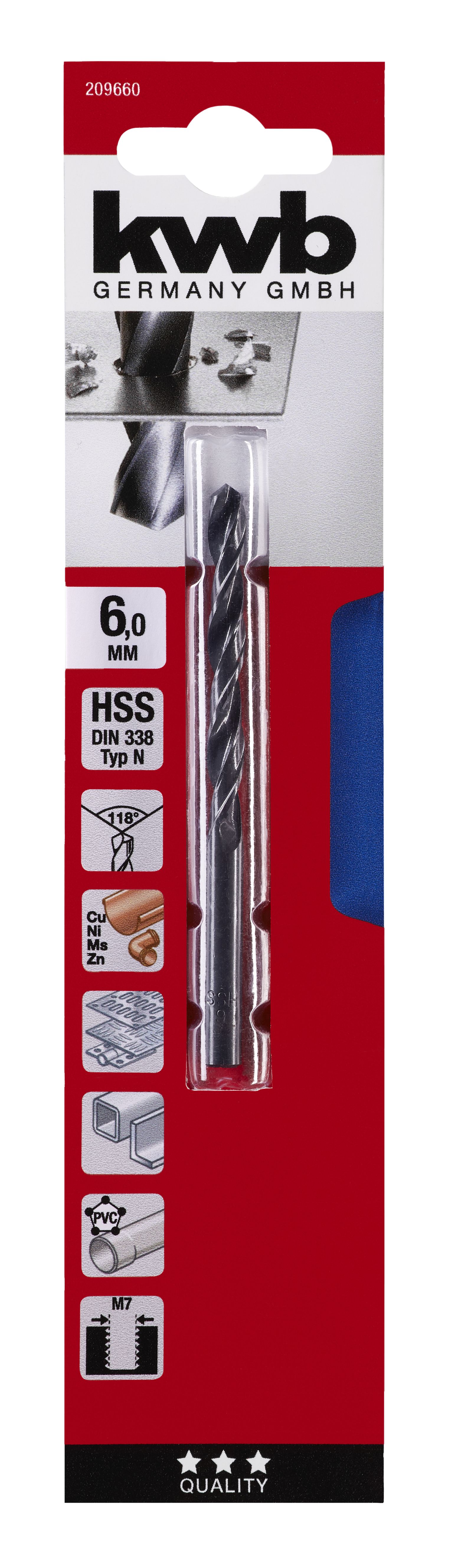 Burghiu metal KWB, HSS forjat, 6 mm