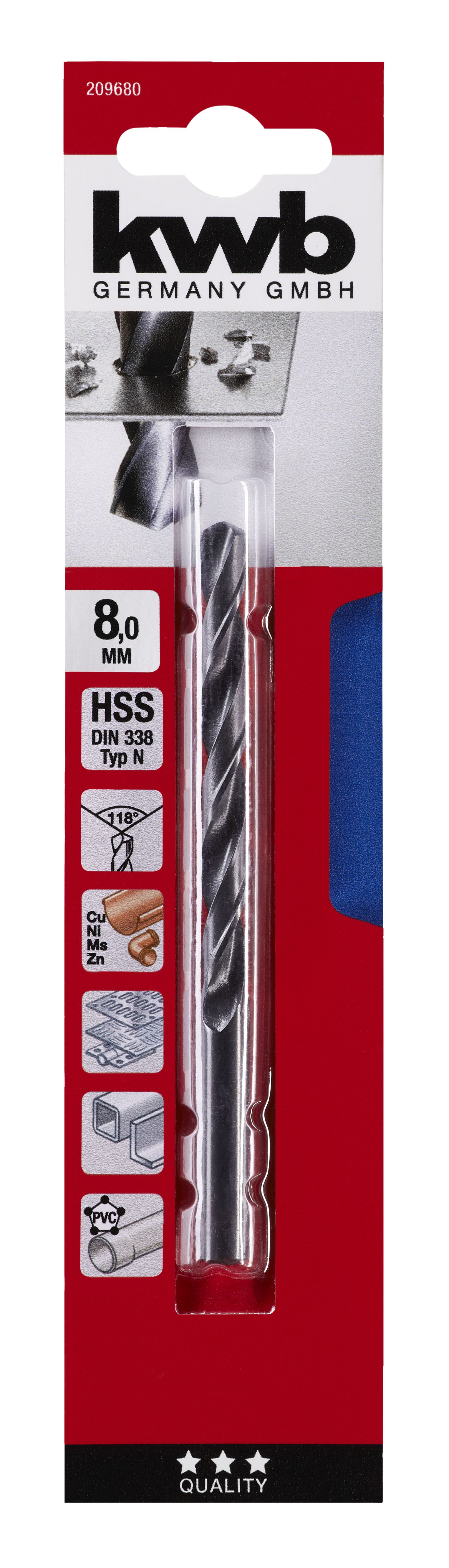 Burghiu metal KWB, HSS forjat, 8 mm