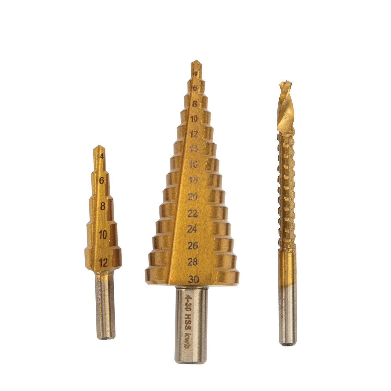 Set 2 x burghie in trepte si 1 x burghiu de frezat KWB