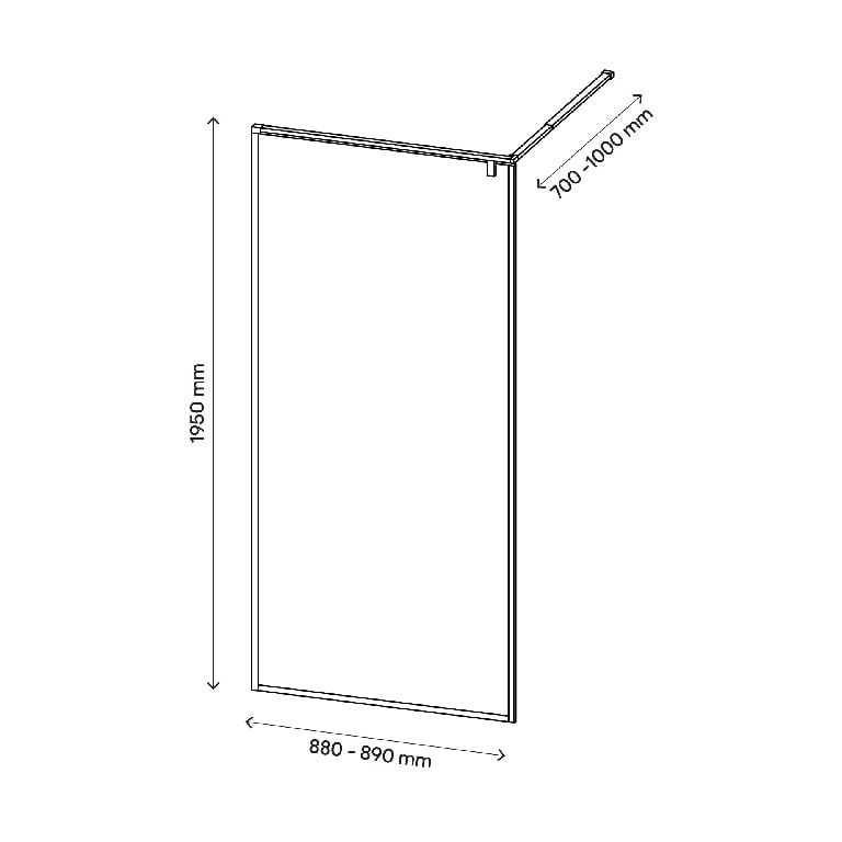 Paravan dus walk-in, metal si sticla, negru, 90 cm, 6 mm grosime  GoodHome Ezili