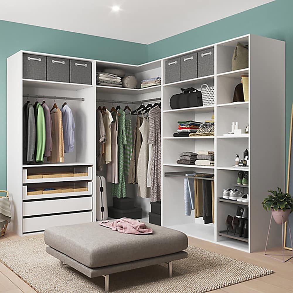 Dulap modular de colt GOODHOME Atomia, 225x58x31cm, alb