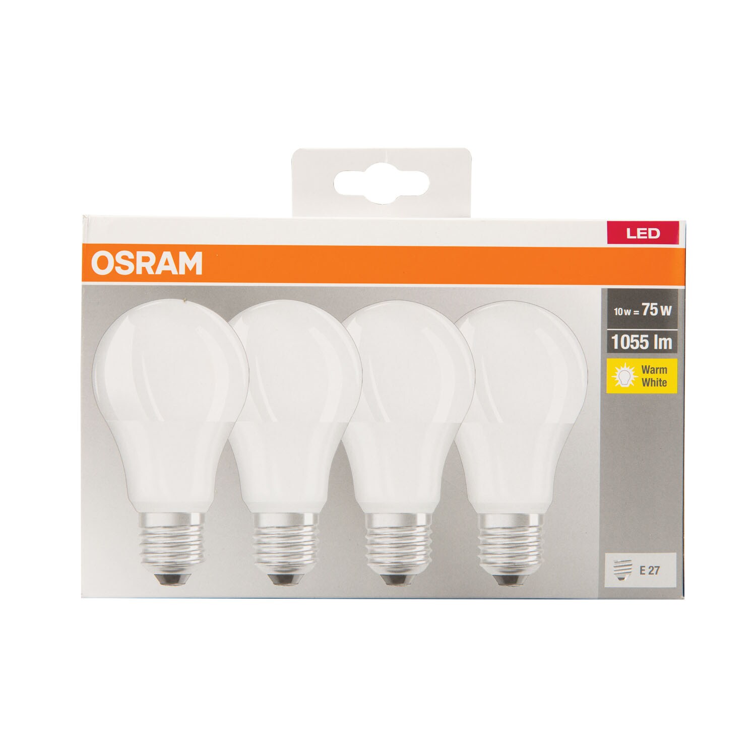 Set 4 becuri LED, E27, 75W, 2700K  Osram