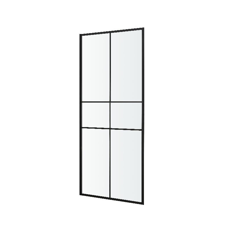 Paravan dus GOODHOME Ahti Black Stripes, sticla, 80 x 195 cm, profil negru