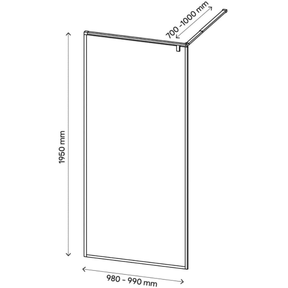 Paravan dus walk-in GoodHome Ezili, aluminiu, sticla securizata 6mm, 100 x 195 cm, negru