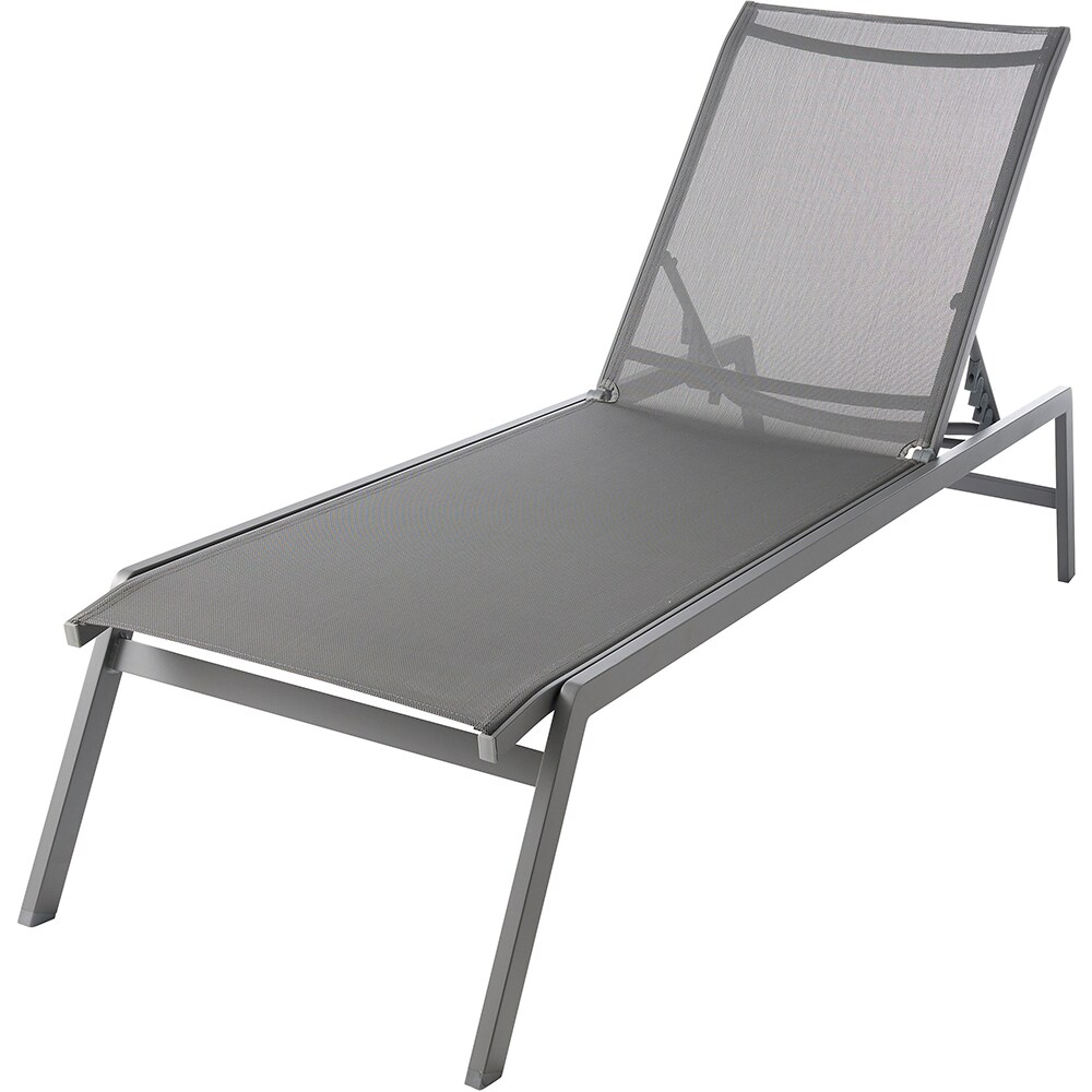 Sezlong gradina GOODHOME Batz, aluminiu, 195 x 59 x 92.5 cm, gri