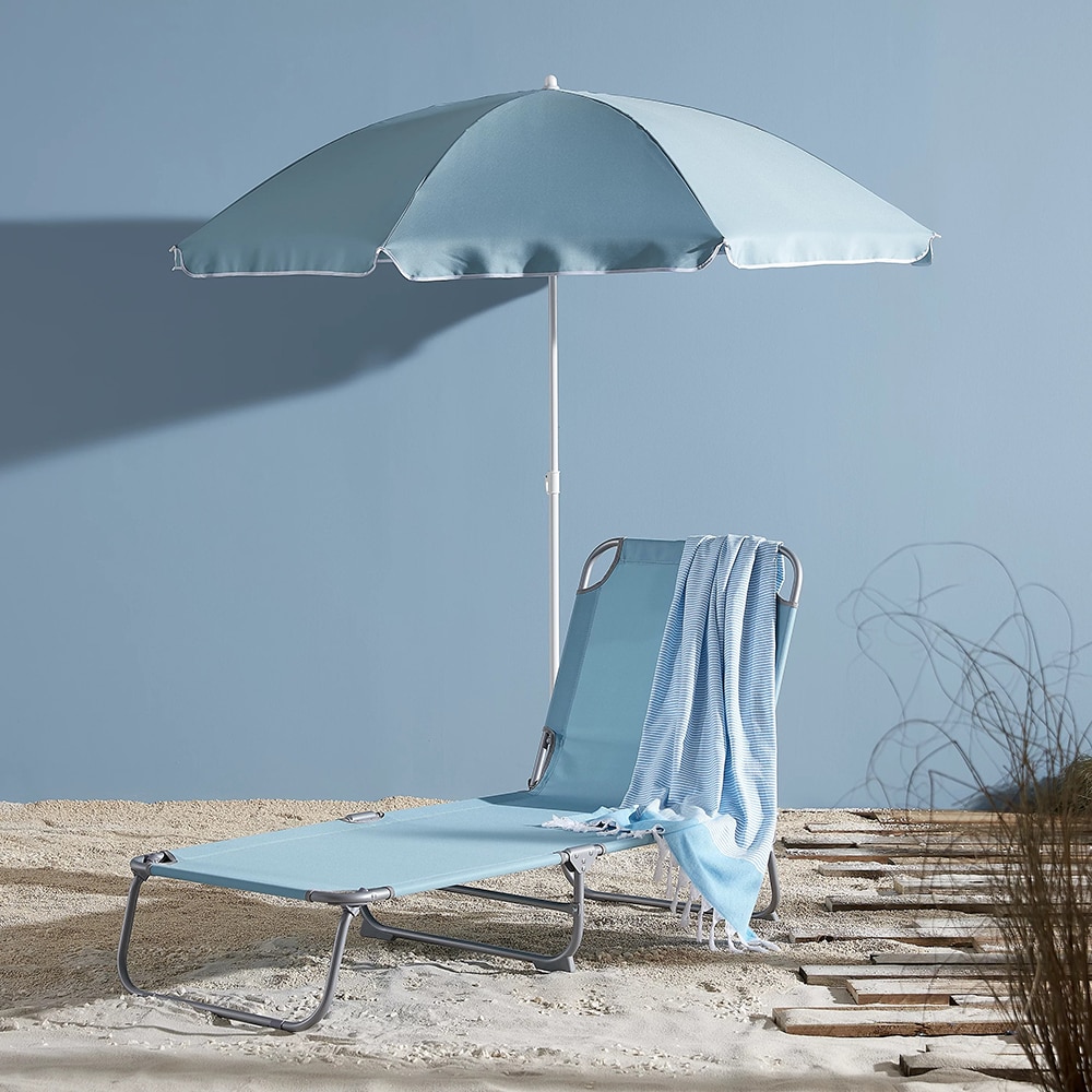 Sezlong gradina Curacao, otel, 186 x 57.5 x 79 cm, albastru