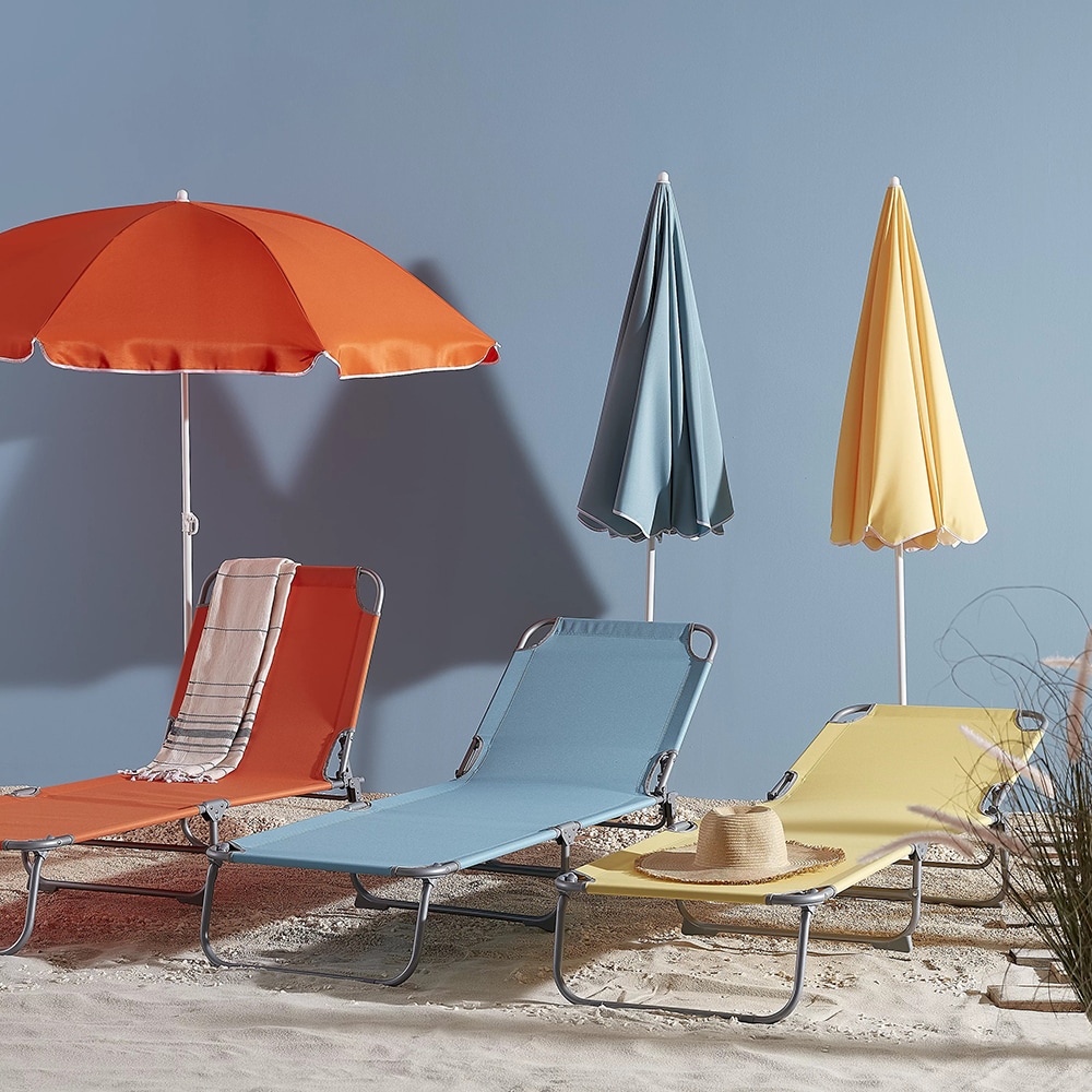 Sezlong gradina Curacao, otel, 186 x 56 x 80 cm, portocaliu