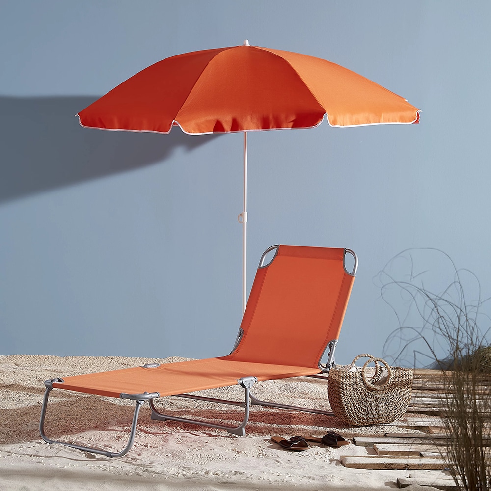 Sezlong gradina Curacao, otel, 186 x 56 x 80 cm, portocaliu