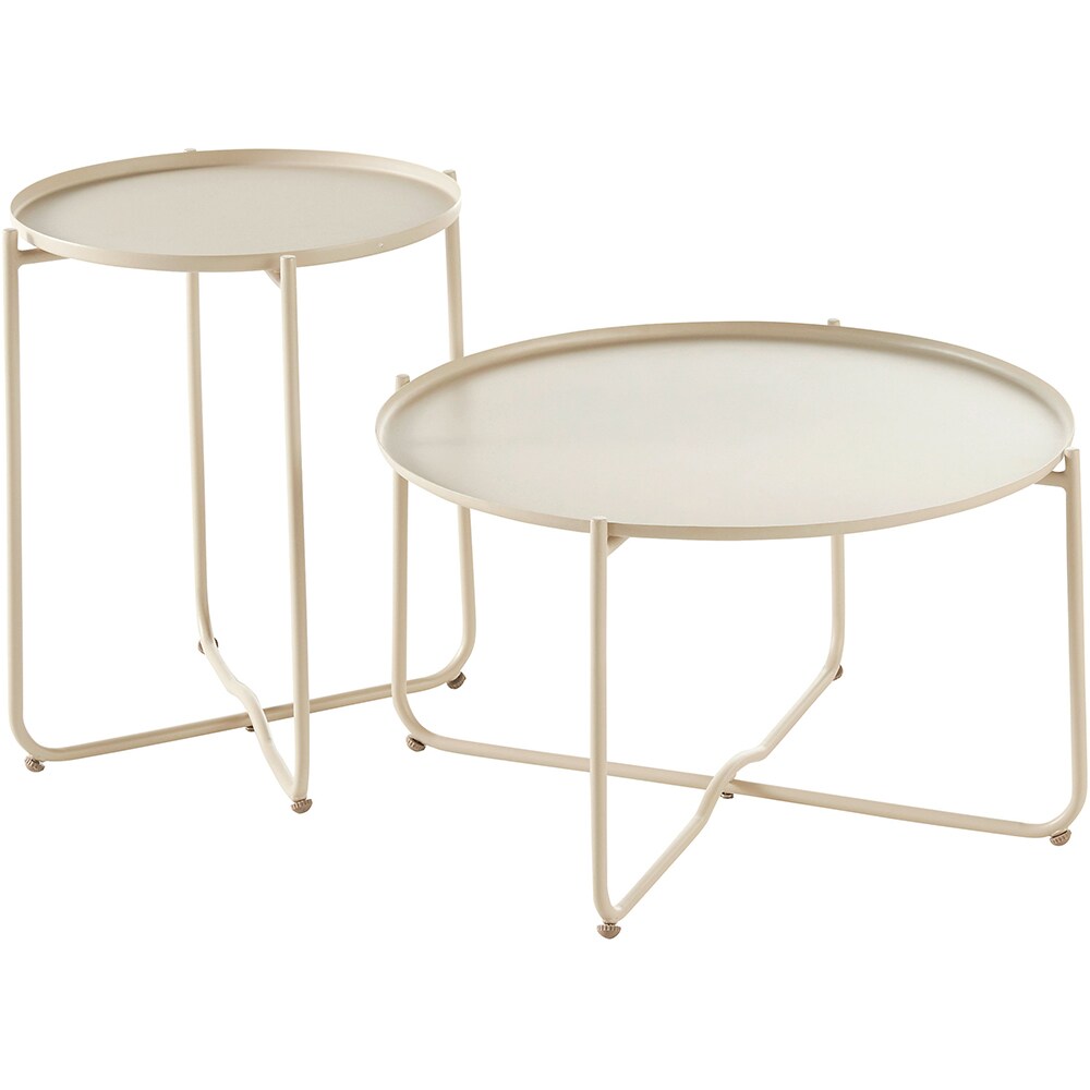 Masa terasa GOODHOME Nova, otel, 60 x 36 x 36 cm, bej