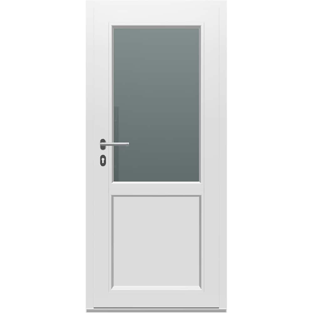 Usa exterior FENSTERWELT, cu geam, 4 camere, 2/3, dreapta, PVC, 88 x 195 cm, alb