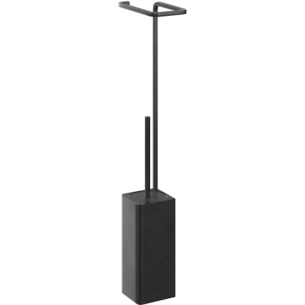 Suport hartie igienica cu perie de toaleta GOODHOME Elland, negru