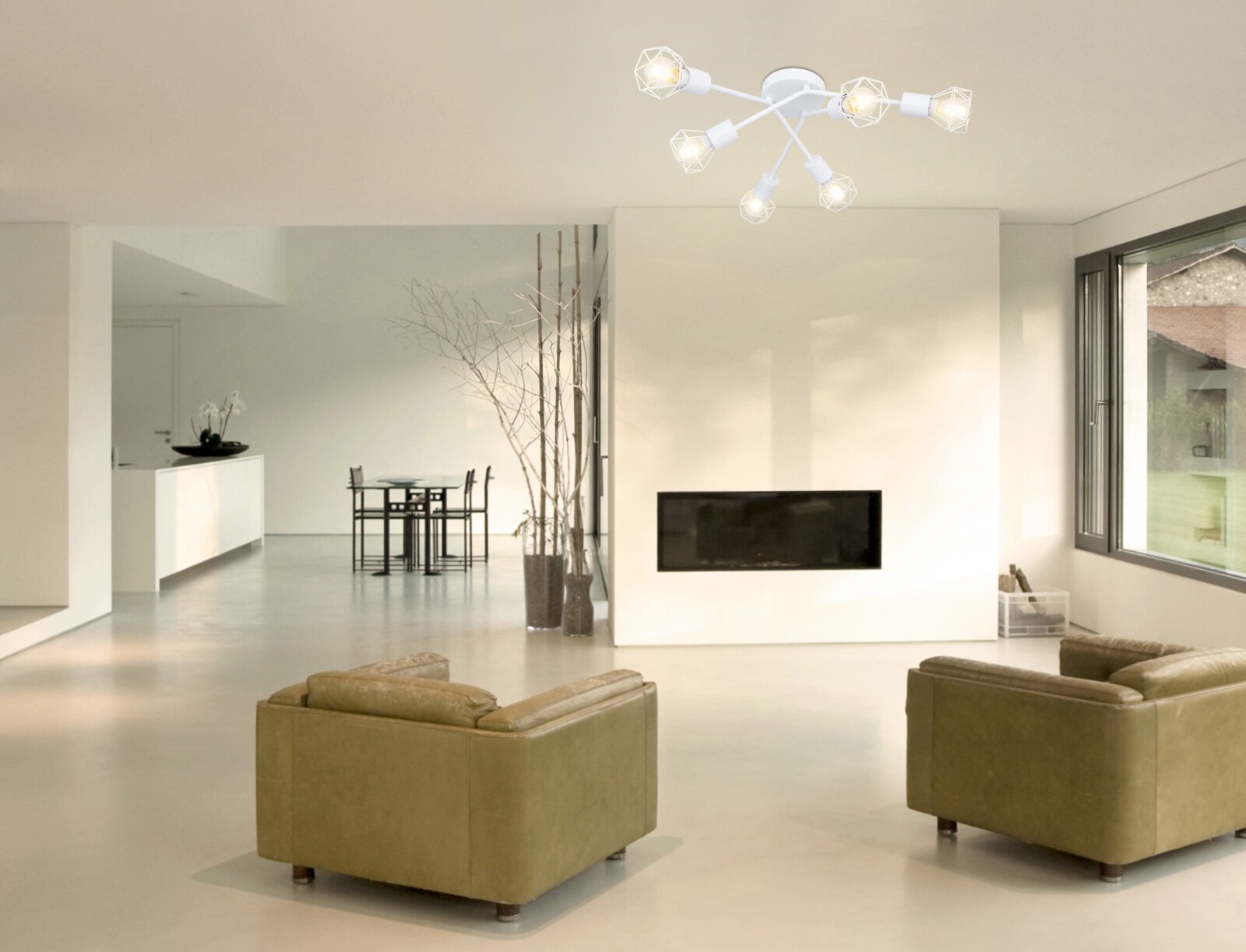 Plafoniera, 6 x 40 W, alb, metal  Globo Xara I