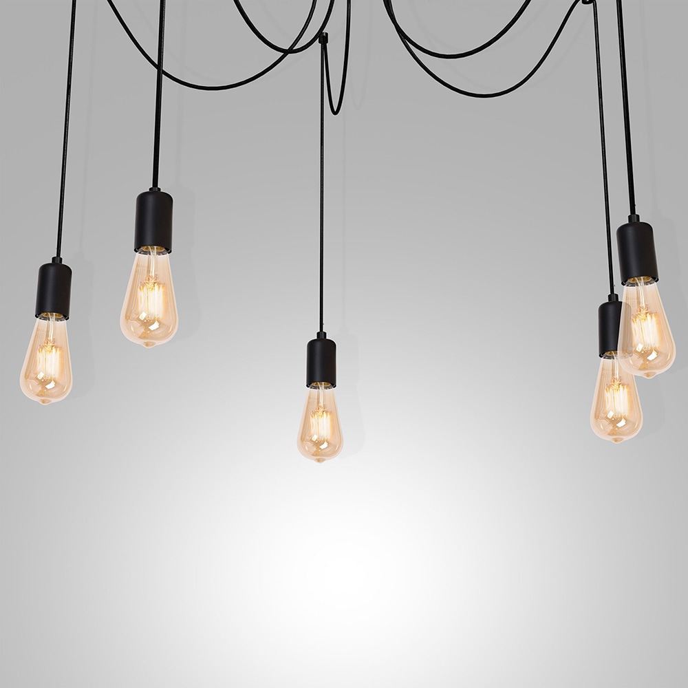 Pendul LUMINEX Spindel, E27, 5x60W, negru