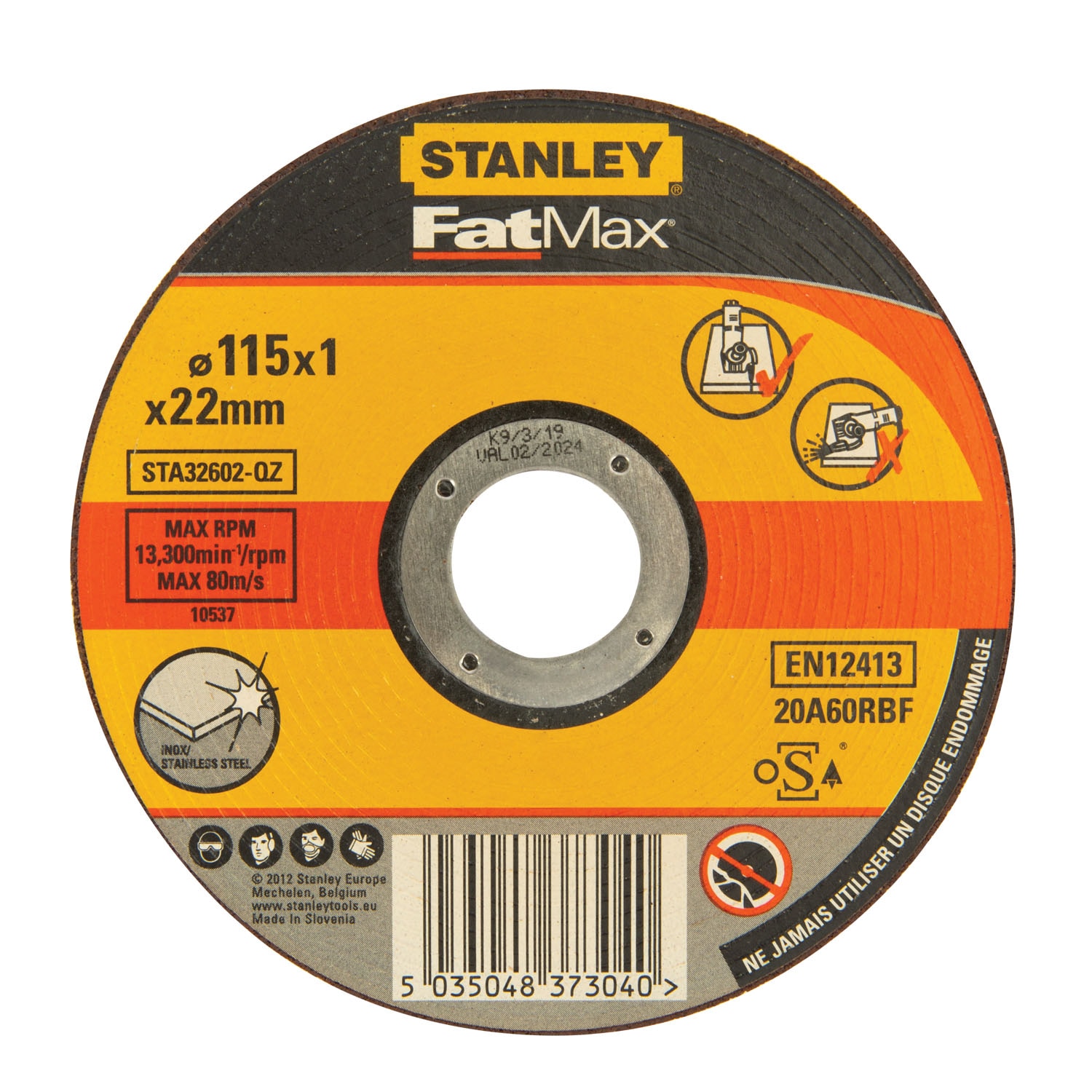 Disc taiere inox STANLEY Fatmax STA32602-QZ, 115 x 22.2 x 1 mm