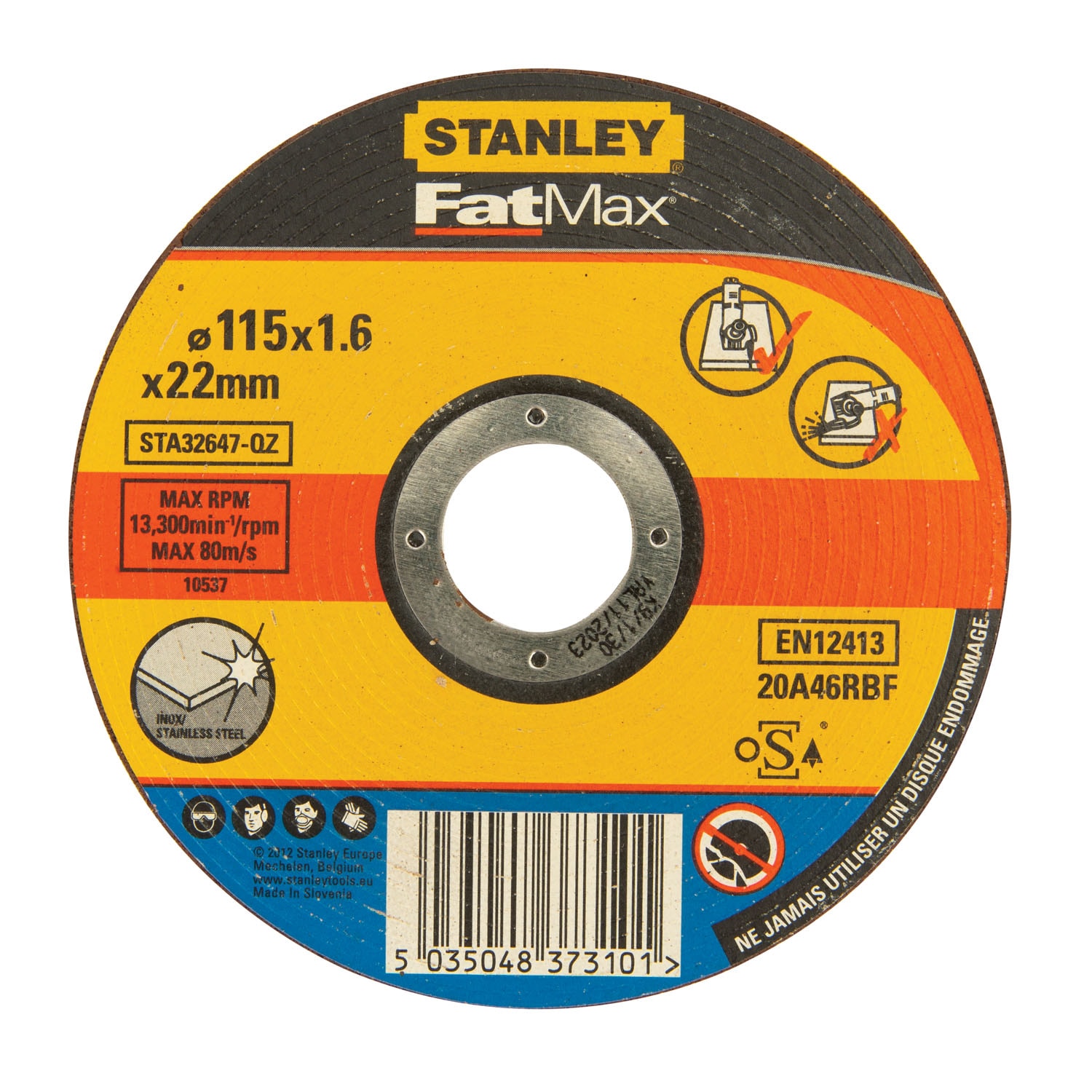 Disc taiere inox STANLEY Fatmax STA32647-QZ, 115 x 22.2 x 1.6 mm