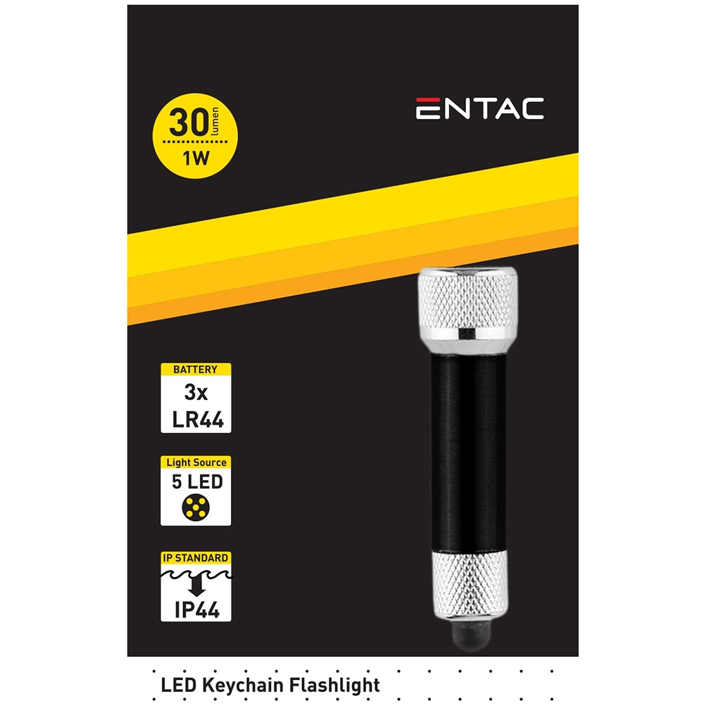 Lanterna LED ENTAC, 30 lm, 1W, IP44, negru