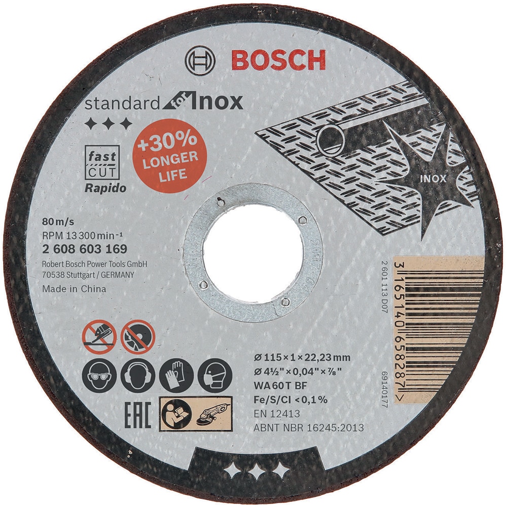 Disc de taiere BOSCH Rapido, inox, 115mm