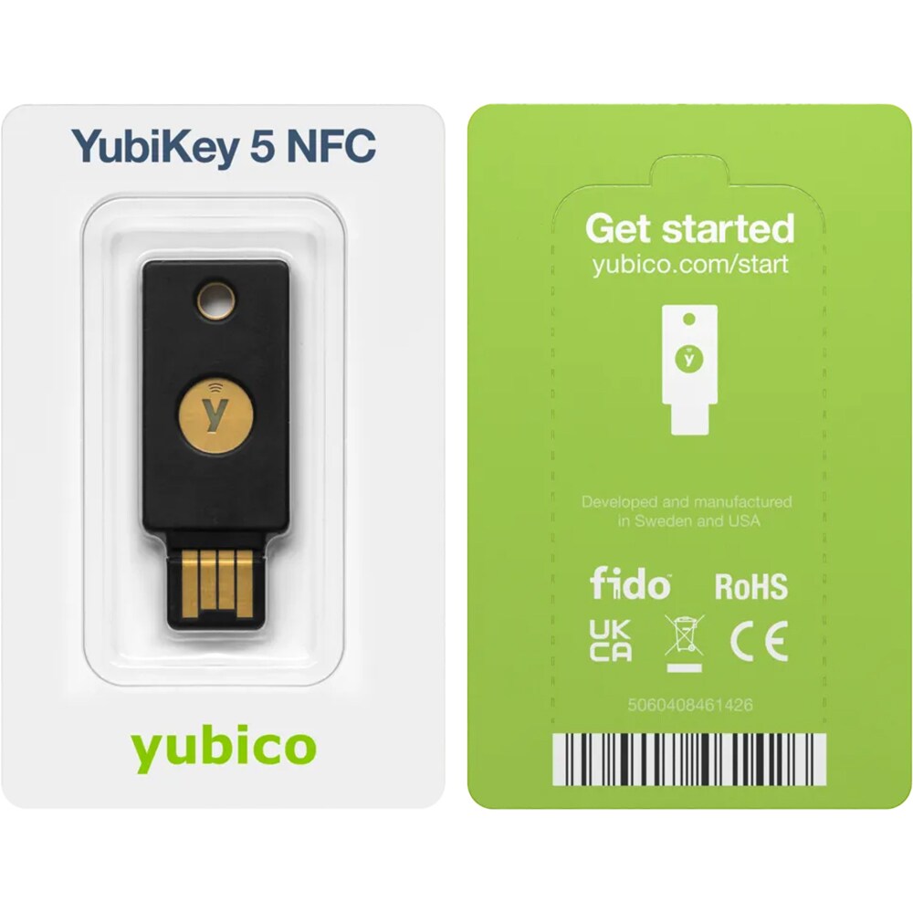 Cheie de securitate YUBICO YubiKey 5 NFC, USB-A, NFC, negru