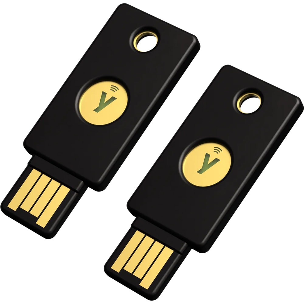 Set 2 chei de securitate YUBICO YubiKey 5 NFC, USB-A, NFC, negru