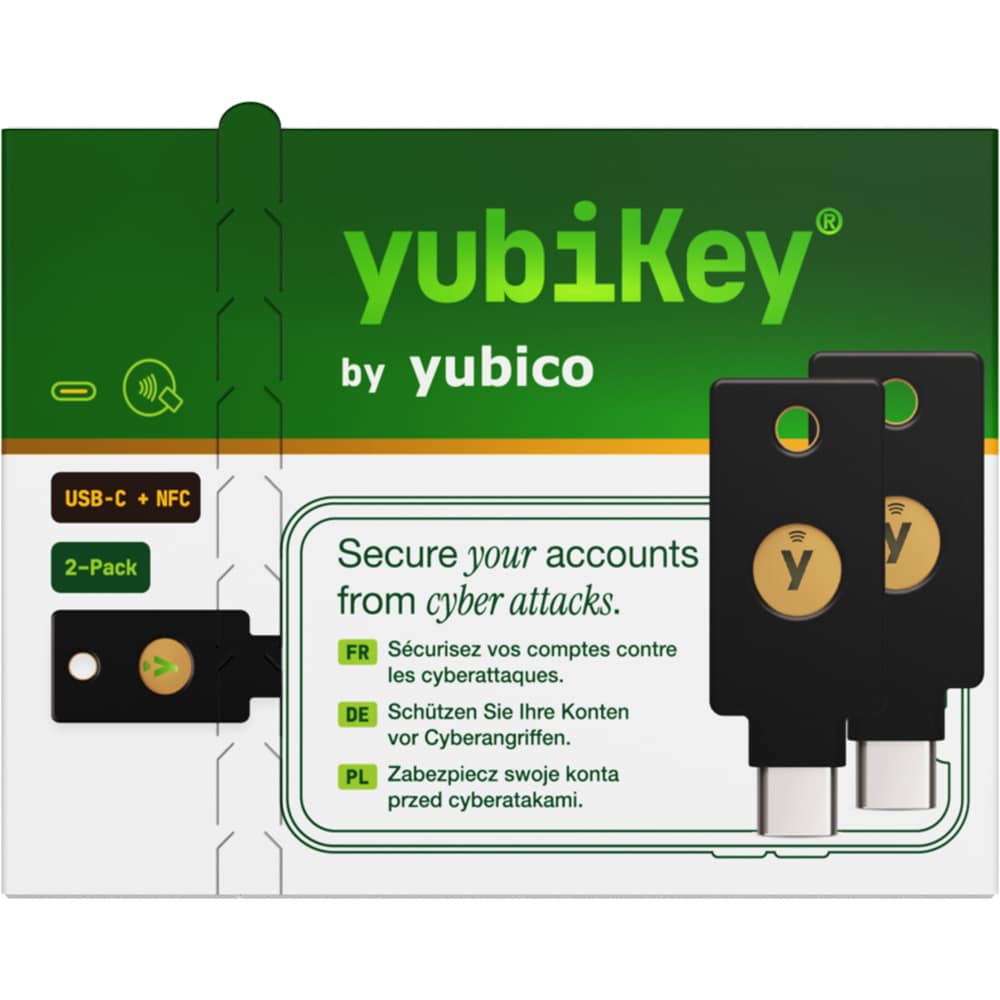 Set 2 chei de securitate YUBICO YubiKey 5C NFC, USB-C, negru