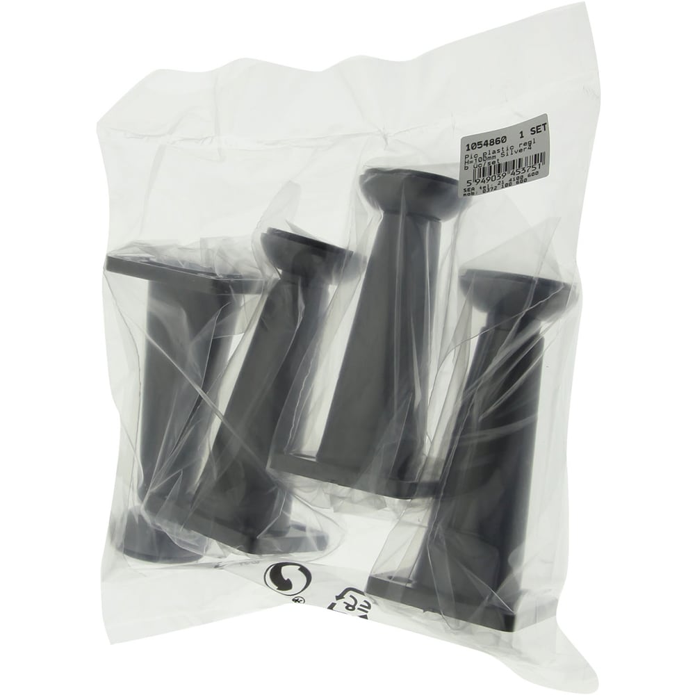 Set picior reglabil, plastic, 100 mm, argintiu, 4 bucati