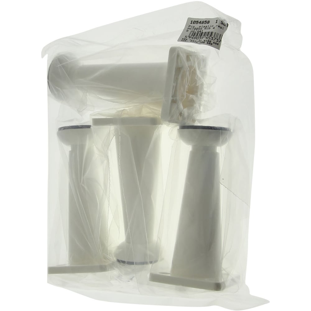 Set picior reglabil, plastic, 100 mm, alb, 4 bucati