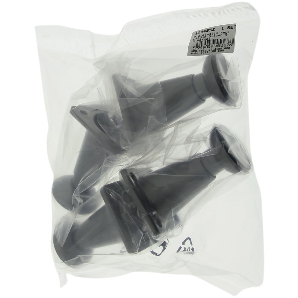 Set picior reglabil, plastic, 60 mm, argintiu, 4 bucati