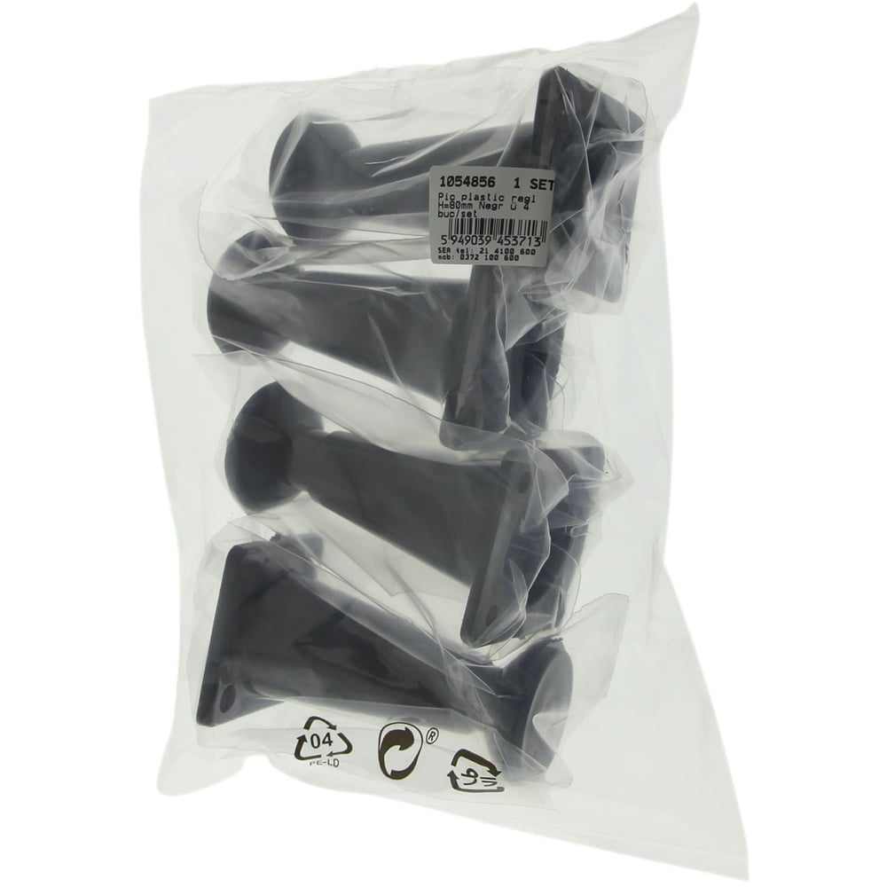 Set picior reglabil, plastic, 80 mm, negru, 4 bucati
