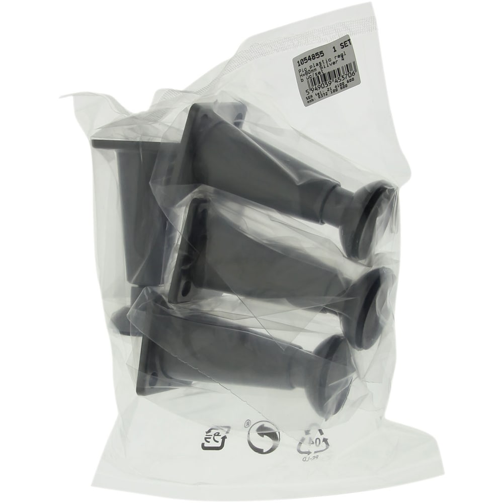 Set picior reglabil, plastic, 80 mm, argintiu, 4 bucati