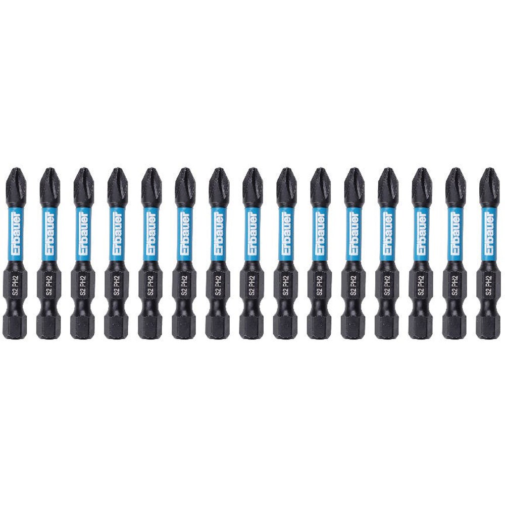Set 15 biti ERBAUER, PH2, 50mm