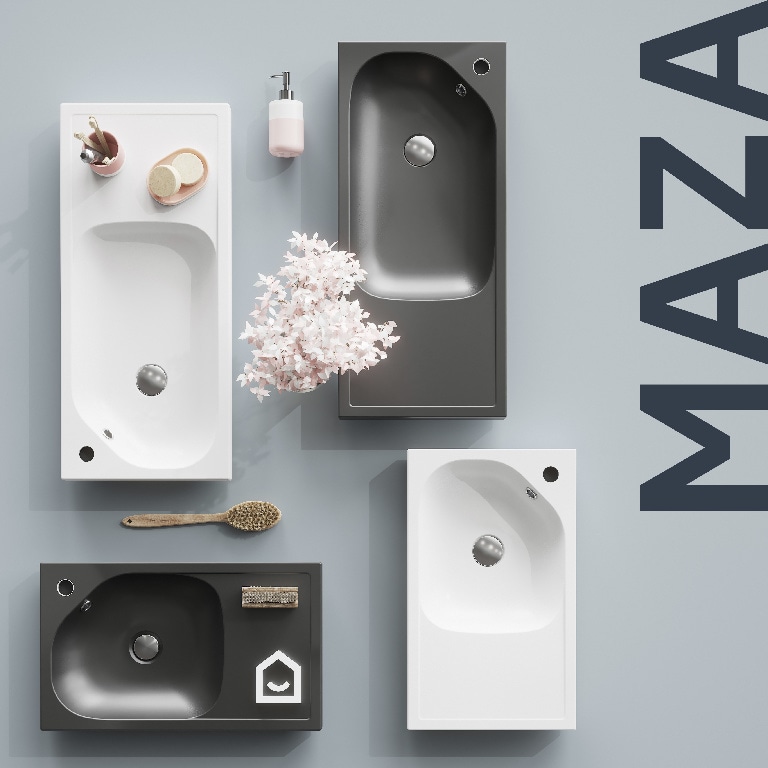 Lavoar baie GOODHOME Maza, rasina, 60.4 x 36.2 cm, alb