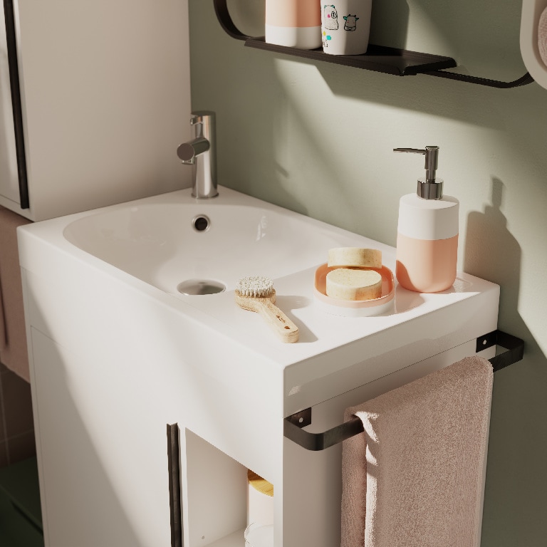 Lavoar baie GOODHOME Maza, rasina, 60.4 x 36.2 cm, alb